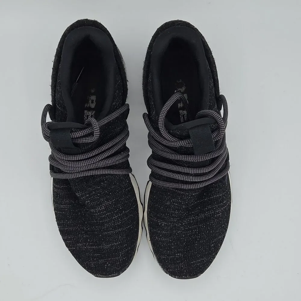 SOREL Kinetic Lace Sneakers Womens 7.5 Black Heather Knit Walking Shoes NL3227